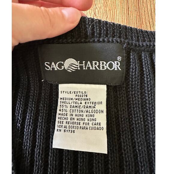 Sag Harbor Vtg Black Button Cardigan Sweater Vest Size Medium - Picture 2 of 6